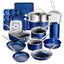 Classic Blue 20-Piece Aluminum Ultra - Durable Non - Stick Diamond Infused Cookware and Bakeware Set