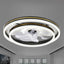 Flero 20 - in Black Color - Changing Integrated LED Indoor Flush Mount Ceiling Fan with Light and Remote (7 - Blade)