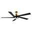 WINGBO 54 DC Ceiling Fan with Lights and Remote Control, 5 Reversible Carved Wood Blades Brass/Black
