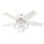 Hunter 42 in. Newsome Low Profile Fresh White Ceiling Fan with Light 51077