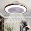 Bedroom Ceiling Fans with Lights,Low Profile Flush Mount, White +Coffee Color