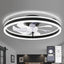 Oaks Aura DC2002 20in. LED Indoor Black Bladeless Low Profile Ceiling Fan Flush Mount Smart App Remote Control Dimmable Lighting