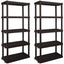 Hyper Tough Large 5-Tier Shelving Unit, W36 x D18 x H74" Interlocking Multipurpose Organizer, Black, Pack of 2