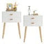 Syngar Nightstand Set of 2, Modern Bedside Tables with 2 Drawers, Storage Shelf and Wood Handles, White Bedroom Furniture