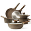 Carote Nonstick Granite Cookware Sets, 10 Pcs Brown Granite Pots and Pans Set, Induction Stone Kitchen Cooking Set, Size: 10PCS - Brown