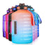 SLUXKE Gallon Water Bottle Jug with Straw BPA Free, 128oz Sport Water Jug with Time Marker and Handle Click Pop Up Drinking Bott