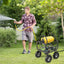 Portable Garden Hose Reel Cart Holds 300FT of 5/8" Large Capacity, Heavy - Duty Metal Hose Cart with 4 Wheels & Storage Basket for Lawn Yard