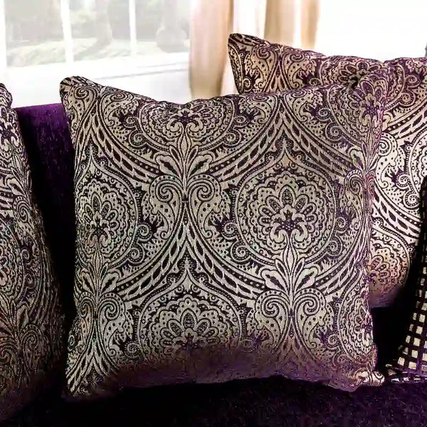 Grendel Classic Purple Chenille Loveseat with Rolled Arms by Furniture of America