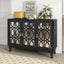 Mirrored Buffet Cabinet with Glass Doors and Silver Handles - 3 - Door Sideboard for Living Room, Hallway, and Dining Room