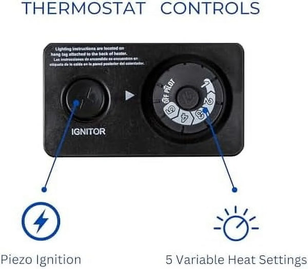 ML100TBAHR Ventless Propane Gas Blue Flame Space Heater with Thermostat Control