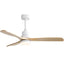 52 inch Indoor and Outdoor Downrod Solid Wood Ceiling Fan with Remote,Integrated Light Optional - with Integrated Light - White with Burlywood Blades