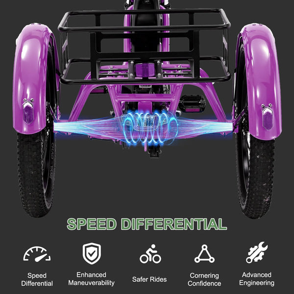 ABORON 3.0 Fat Tire Electric Trike for Senior Foldable E - Bike, 500W Motorized Tricycle Adult 20" Folding 3 Wheel Electric Commute Bike Trike W/48V